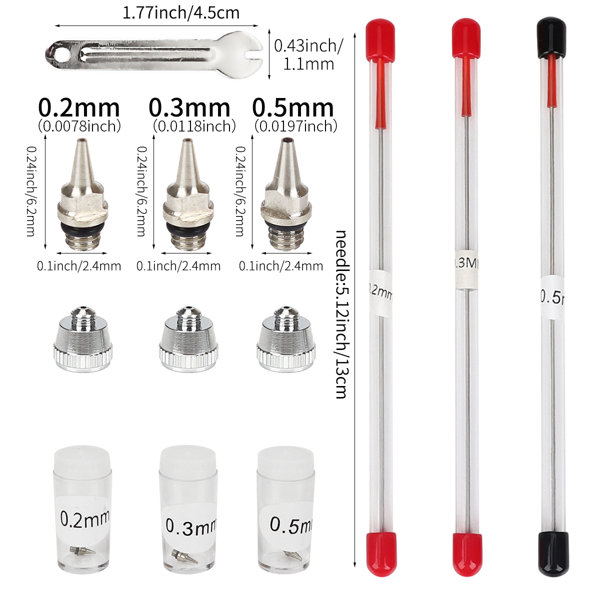 Airbrush Kit With Mini Compressor - 3 teile/satz 0,2/0,3/0,5mm Airbrush Düse Nadel