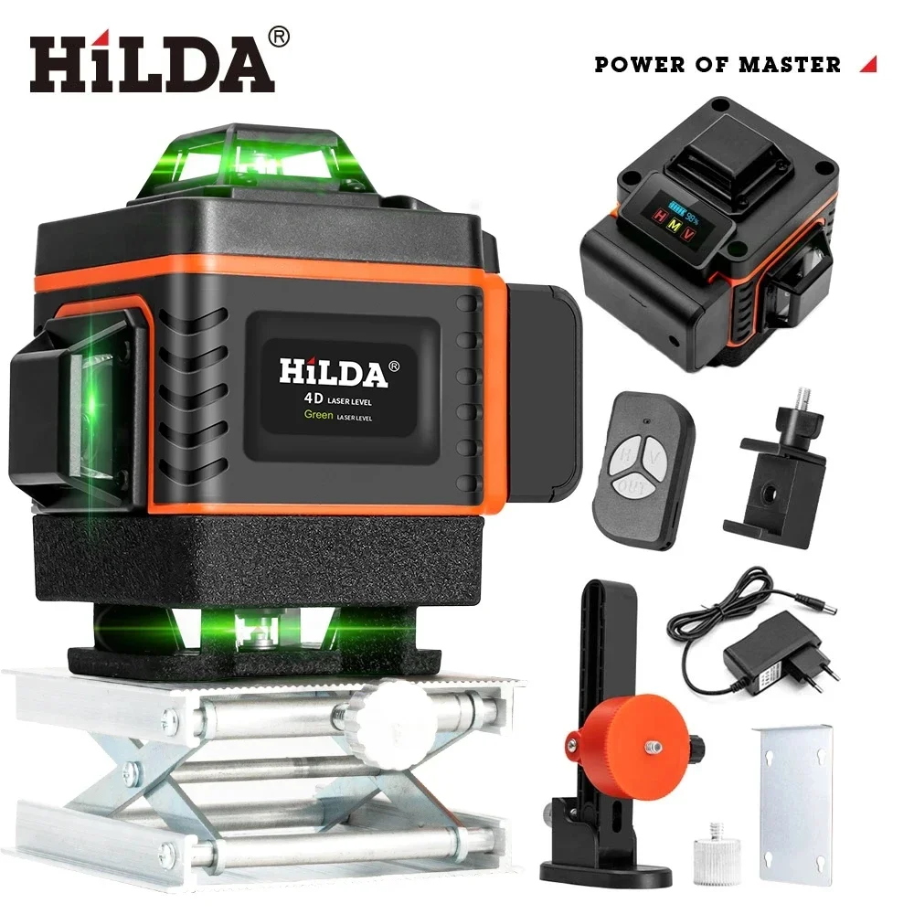 Laser Level 16 Lines 4D Green - HILDA 16/12 Linien 4D-Laser-Wasserwaage, grüne Linie,