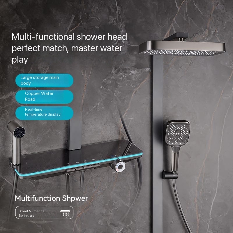 Plumbing - Graues Klaviertasten-Ambientelicht Badezimmer-Duschset Digitales Display Duschsystem