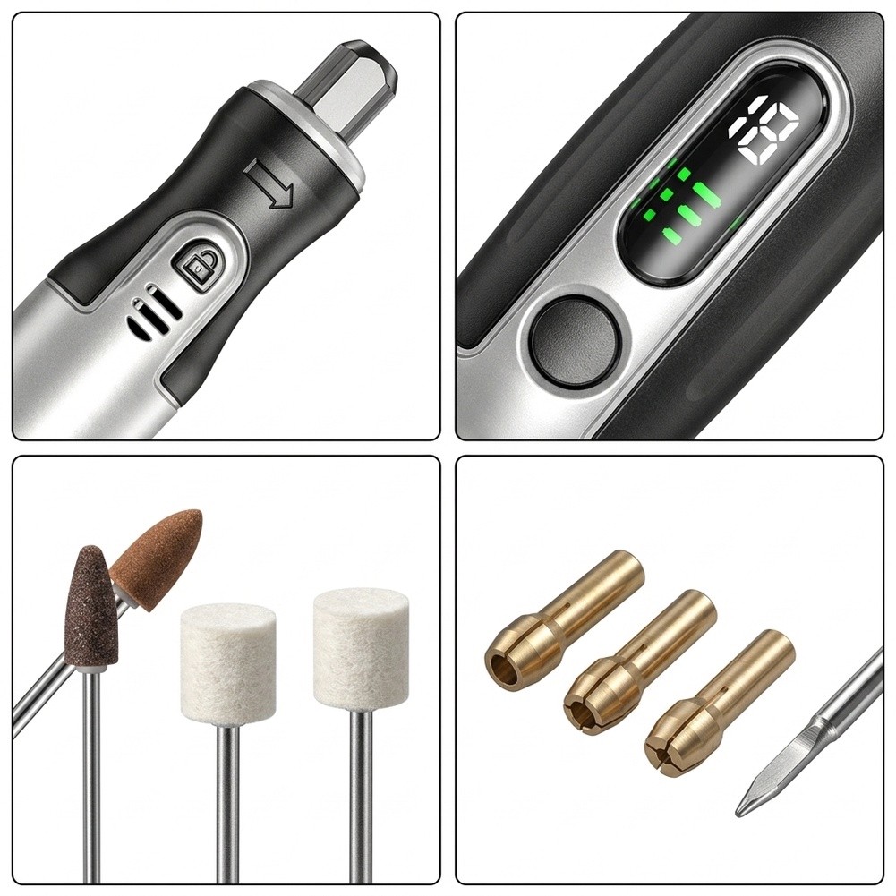 Cordless Rotary Tool Kit Accessories - Kabelloses Elektrisches Rotationswerkzeug-Set, USB-Aufladbarer Gravurstift mit