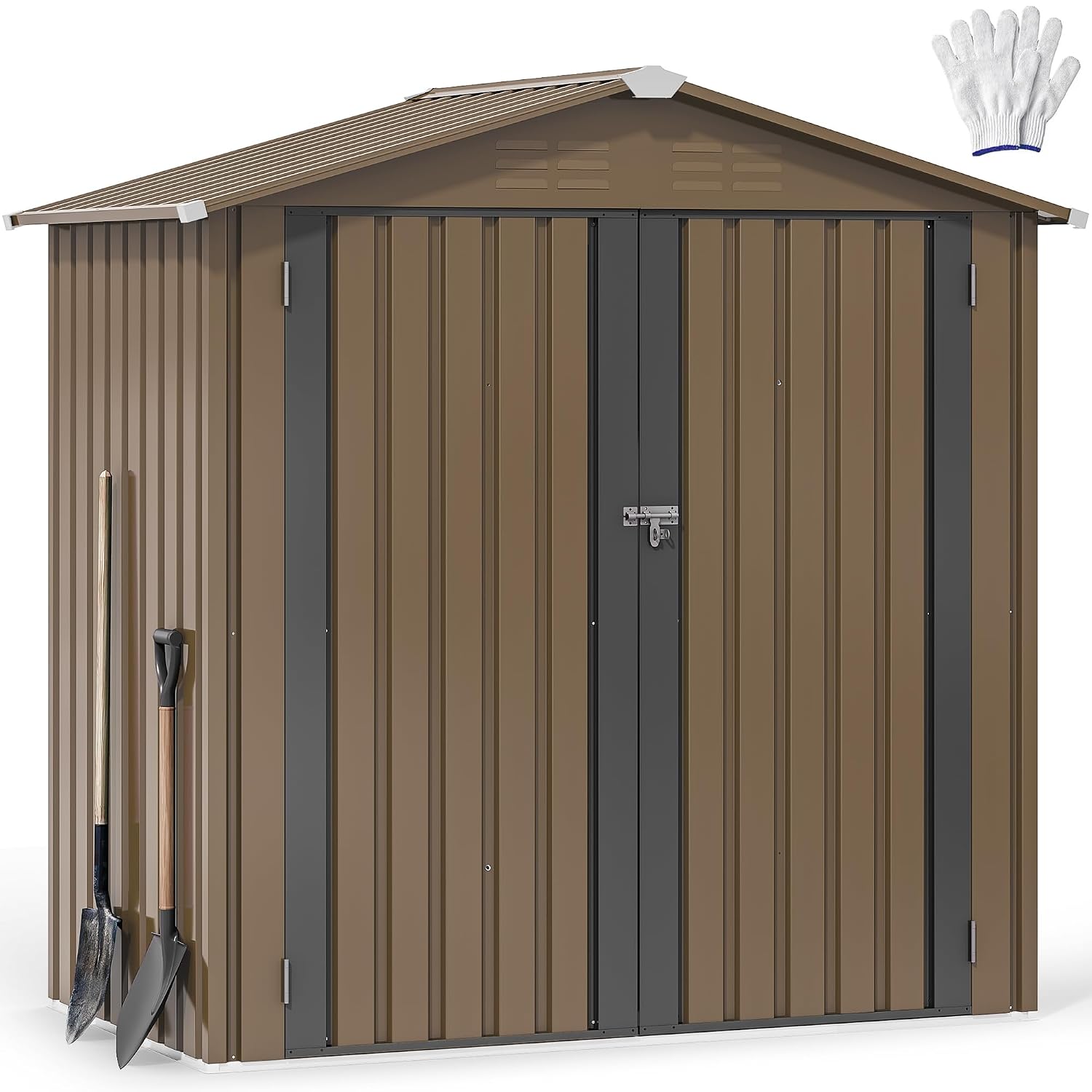 Garden Tools - 6x4ft Metall-Gartenhaus, wasserdichter Geräteschuppen, robuste Aufbewahrungseinheit