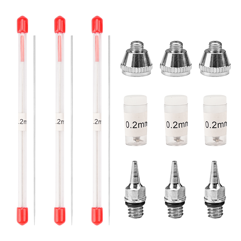 Airbrush Kit With Mini Compressor - 1/3-teiliges Set 0,2/0,3/0,5 mm Airbrush-Düsen, Nadeln,