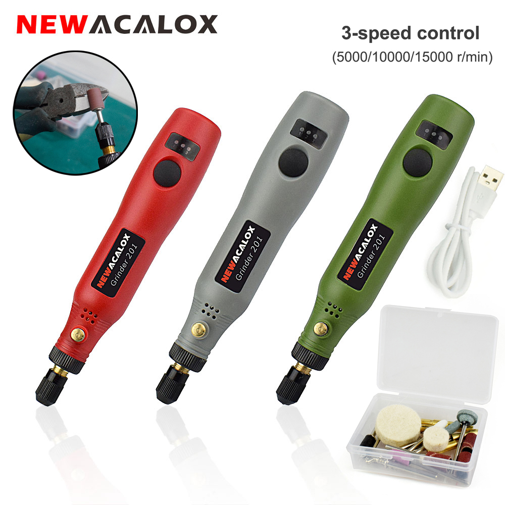 Cordless Rotary Tool Kit Accessories - NEWACALOX Akku-Rotationswerkzeug-Set mit variabler Geschwindigkeit, USB-Aufladung,