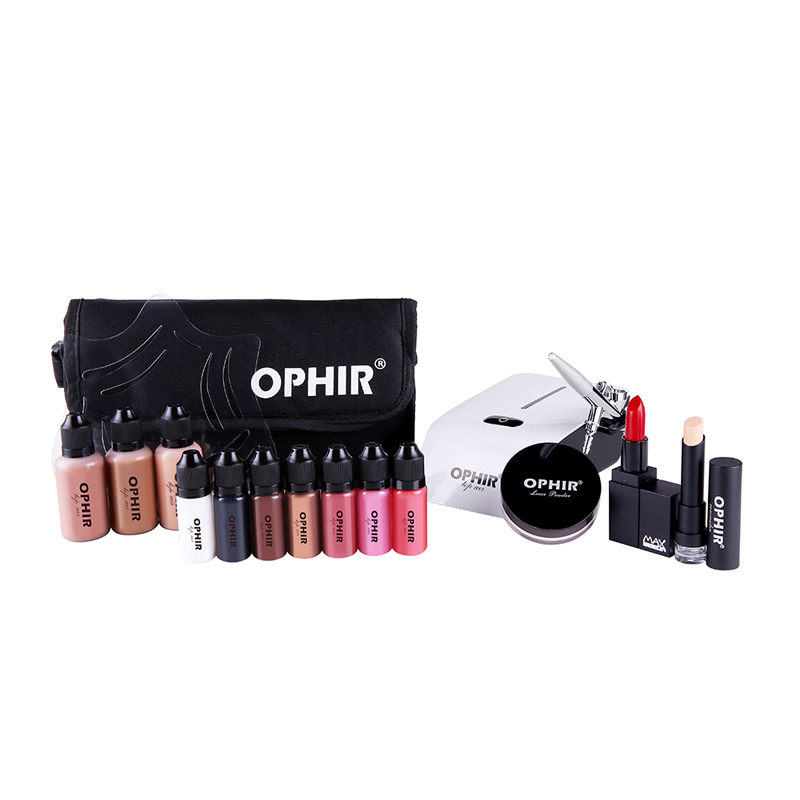 Airbrush Kit With Mini Compressor - OPHIR Pro Make-Up Set 0,3mm Airbrush