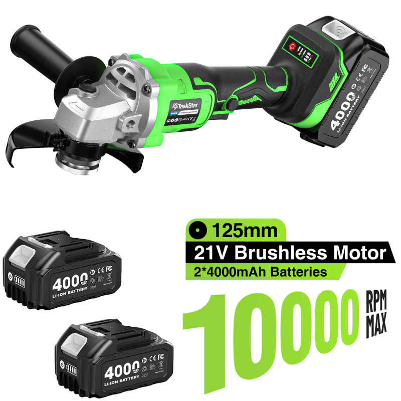 Brushless Angle Grinder Battery Powered - TaskStar 10000 U/min Winkelschleifer-Set, elektrische bürstenlose