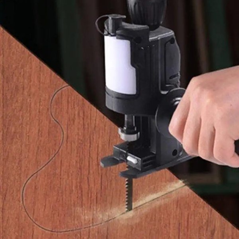 Reciprocating Saw Attachment Drill - Elektrischer Bohrer-zu-Sägen-Konverter-Adapter für Holzbearbeitung, DIY-Schneidarbeiten, schwarzes