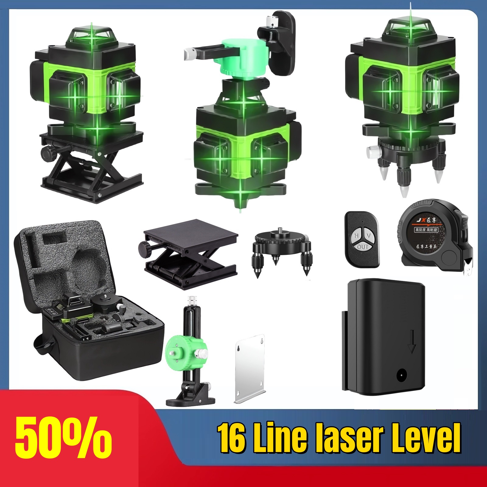 Laser Level 16 Lines 4D Green - 4D 16 Linien Professional 360 °