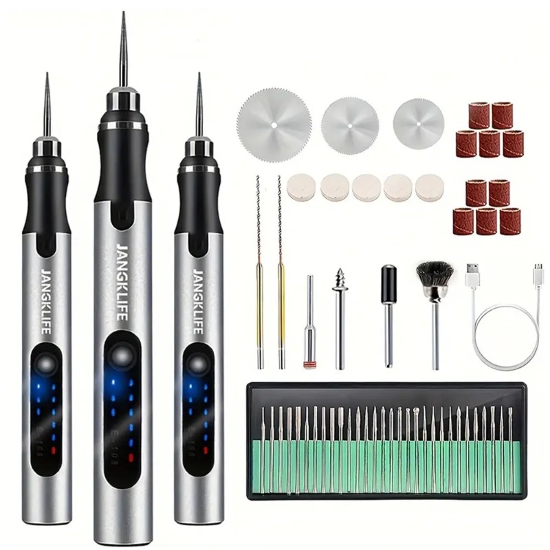 Cordless Rotary Tool Kit Accessories - Elektrischer Gravurstift, USB-Akku-Drehwerkzeug-Set, Holzbearbeitung, Gravurstift, DIY