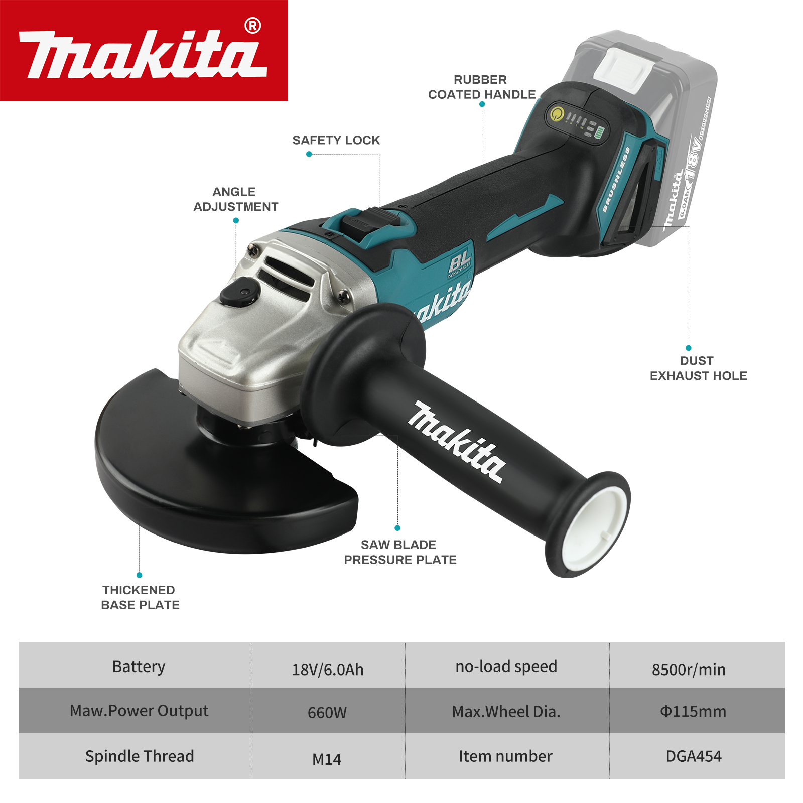 Makita DGA454 115mm 18V Bürste – Brushless Angle Grinder Battery Powered Bewertung und Preis