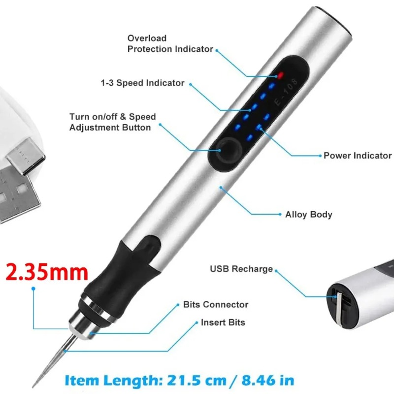 Elektrischer Gravurstift, USB- – Cordless Rotary Tool Kit Accessories Bewertung und Preis